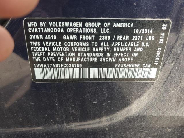 2015 VOLKSWAGEN PASSAT - 1VWAT7A37FC034759
