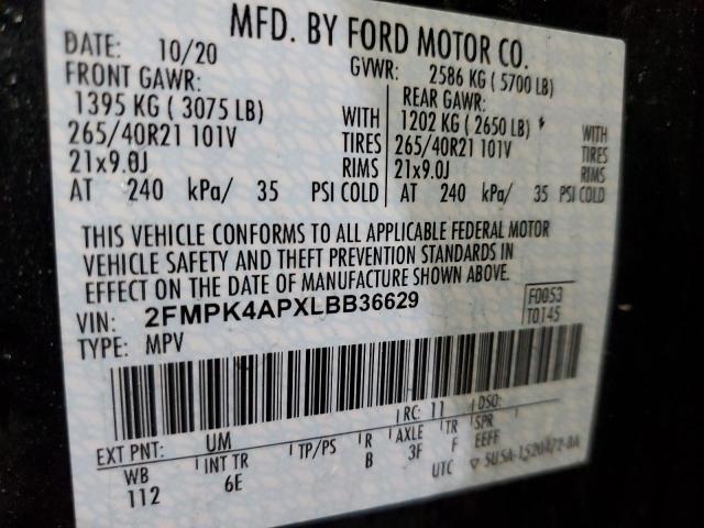 2020 FORD EDGE ST - 2FMPK4APXLBB36629