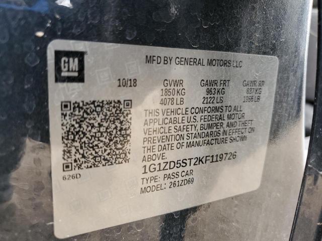 2019 CHEVROLET MALIBU LT - 1G1ZD5ST2KF119726
