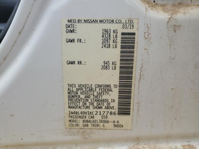 2019 NISSAN ALTIMA SV - 1N4BL4DV1KC217786