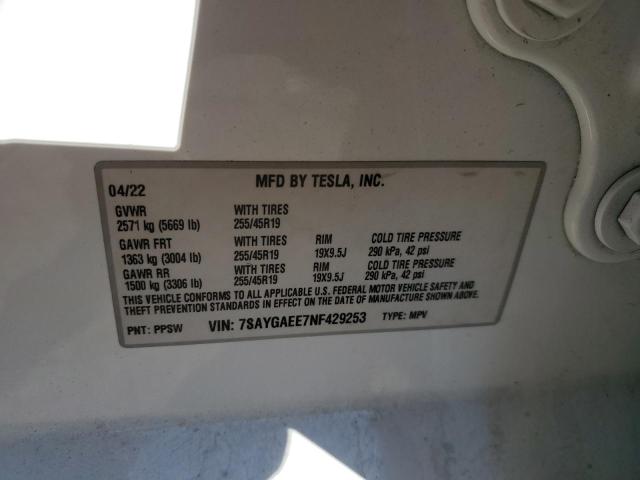 2022 TESLA MODEL Y - 7SAYGAEE7NF429253