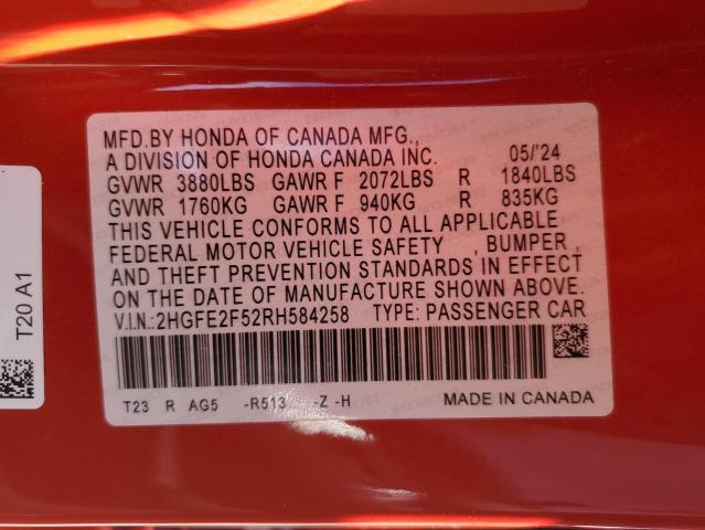 2024 HONDA CIVIC SPOR - 2HGFE2F52RH584258