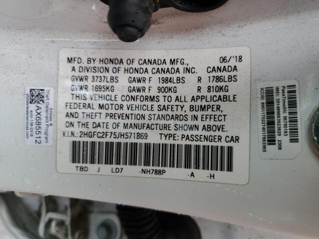 2018 HONDA CIVIC EX - 2HGFC2F75JH571869