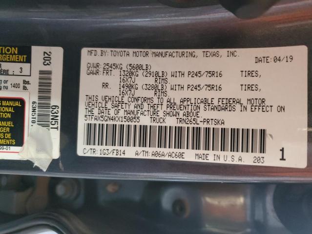 2019 TOYOTA TACOMA DOU - 5TFAX5GN4KX150055