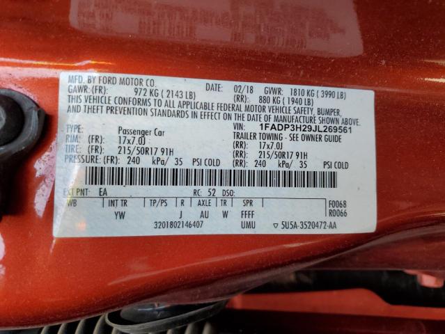 2018 FORD FOCUS SEL - 1FADP3H29JL269561