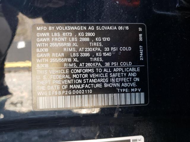 2016 VOLKSWAGEN TOUAREG SP - WVGEF9BP2GD002110
