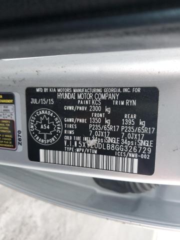 5XYZUDLB8GG326729 2016 HYUNDAI SANTA FE