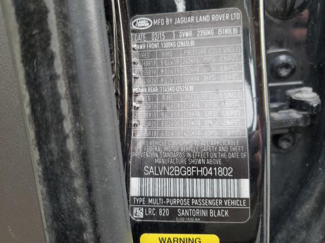 2015 LAND ROVER RANGE ROVE - SALVN2BG8FH041802