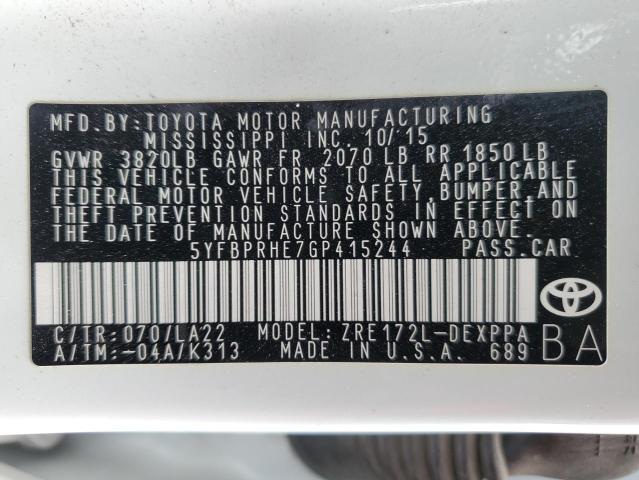 2016 TOYOTA COROLLA EC - 5YFBPRHE7GP415244