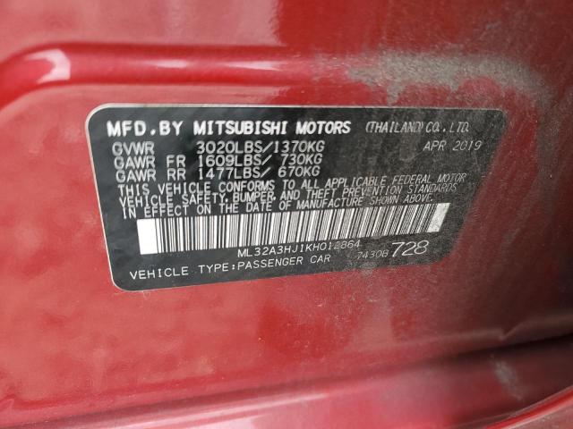 2019 MITSUBISHI MIRAGE ES - ML32A3HJ1KH012864