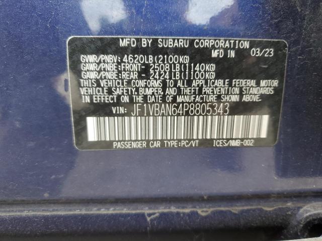 2023 SUBARU WRX LIMITE JF1VBAN64P8805343
