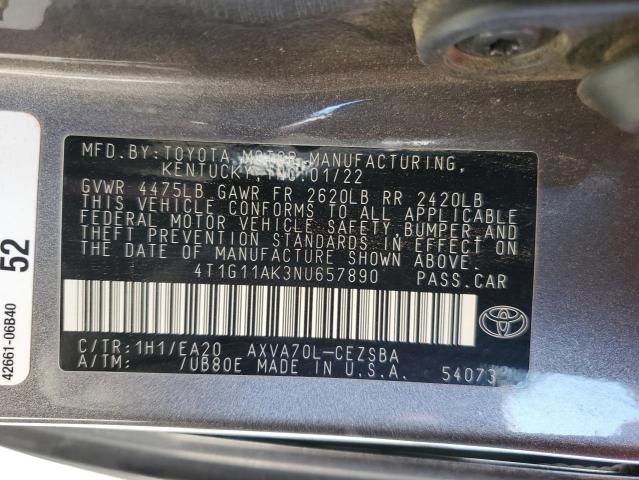 2022 TOYOTA CAMRY SE - 4T1G11AK3NU657890