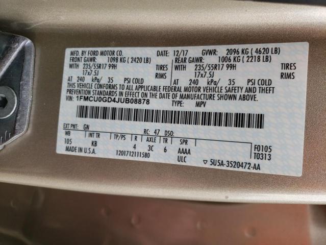 2018 FORD ESCAPE SE - 1FMCU0GD4JUB08878