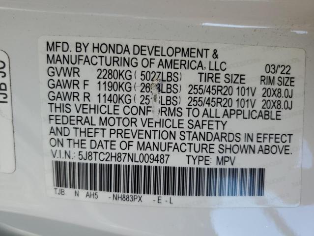 2022 ACURA RDX A-SPEC 5J8TC2H87NL009487