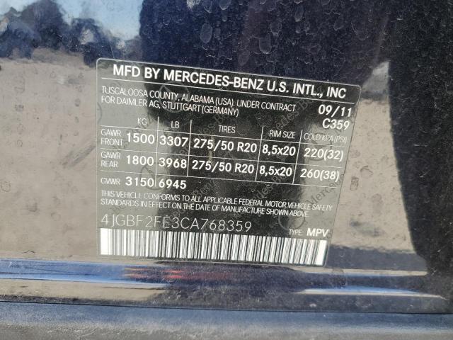 2012 MERCEDES-BENZ GL 350 BLU - 4JGBF2FE3CA768359
