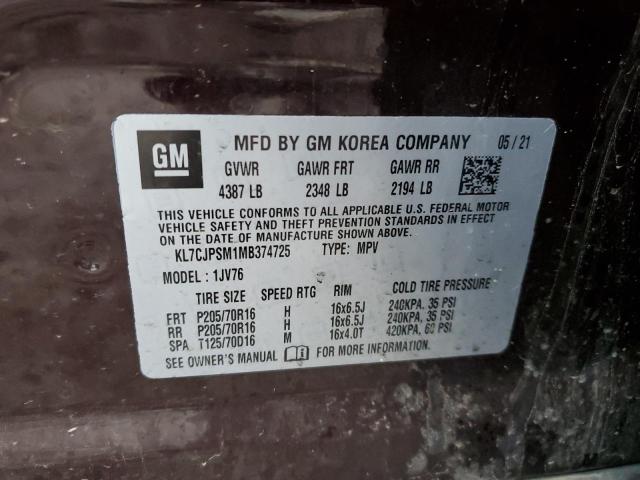 2021 CHEVROLET TRAX 1LT - KL7CJPSM1MB374725