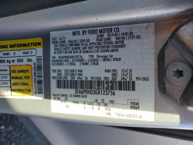 2016 FORD FUSION SE - 3FA6P0HD3GR123756