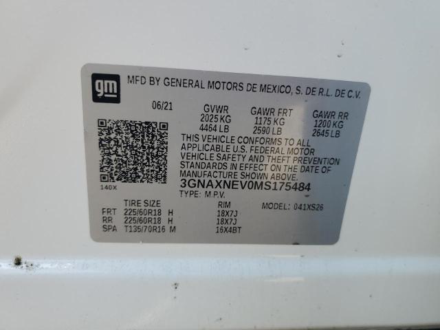 2021 CHEVROLET EQUINOX PR - 3GNAXNEV0MS175484