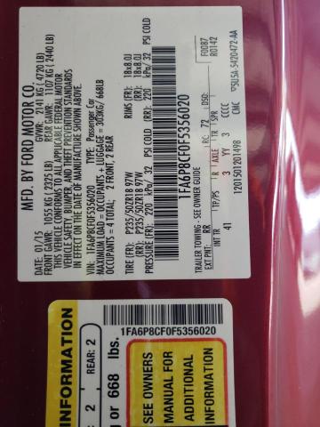 2015 FORD MUSTANG GT - 1FA6P8CF0F5356020