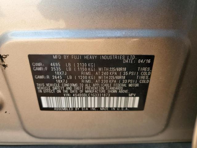 2016 SUBARU OUTBACK 2. - 4S4BSBLC1G3331873
