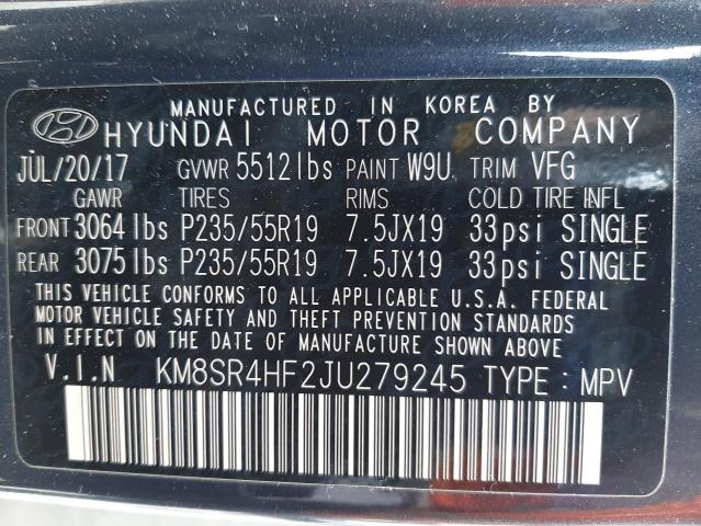 2018 HYUNDAI SANTA FE S - KM8SR4HF2JU279245
