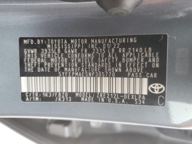 2022 TOYOTA COROLLA LE - 5YFEPMAE5NP305770