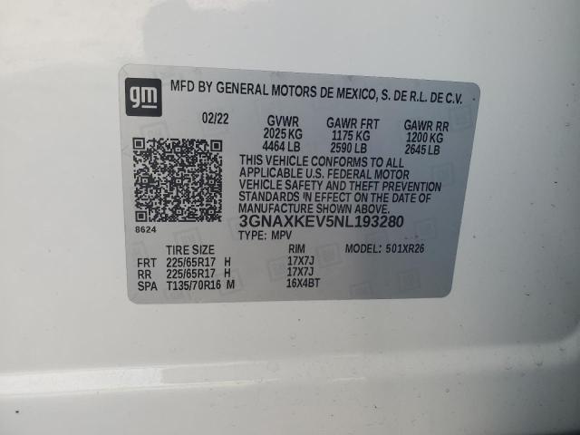 2022 CHEVROLET EQUINOX LT - 3GNAXKEV5NL193280