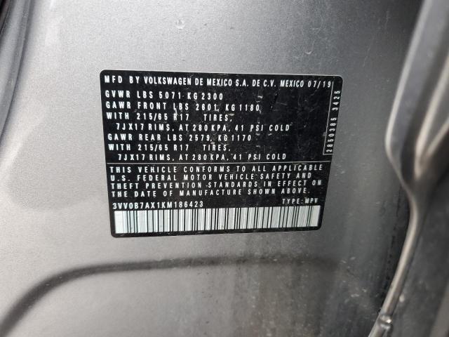 2019 VOLKSWAGEN TIGUAN S 3VV0B7AX1KM186423