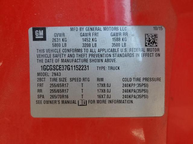 2016 CHEVROLET COLORADO L - 1GCGSCE37G1152231