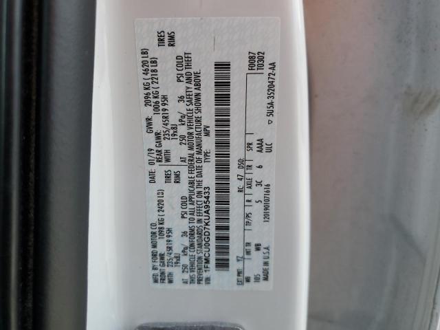 2019 FORD ESCAPE SE - 1FMCU0GD7KUA95433