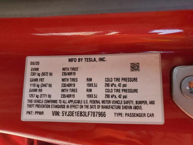 2020 TESLA MODEL 3 - 5YJ3E1EB3LF787966