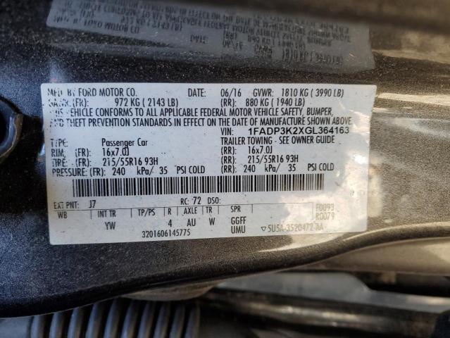 1FADP3K2XGL364163 2016 FORD FOCUS