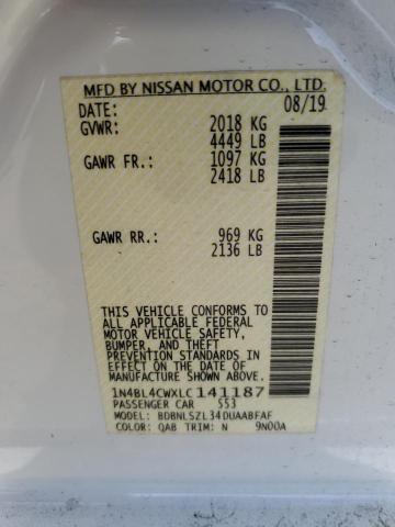 2020 NISSAN ALTIMA SR - 1N4BL4CWXLC141187