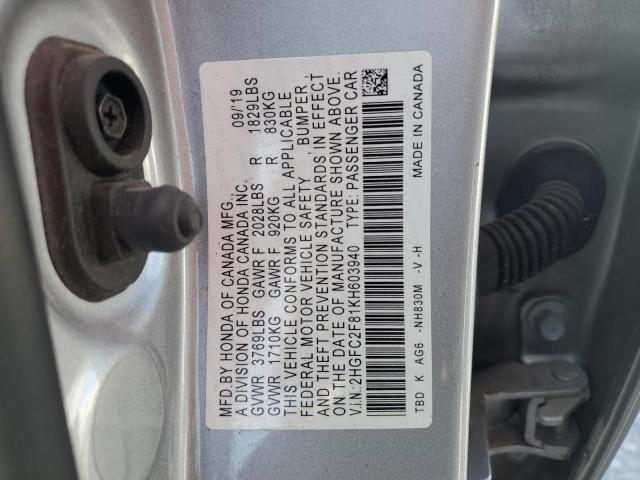 2019 HONDA CIVIC SPOR - 2HGFC2F81KH603940