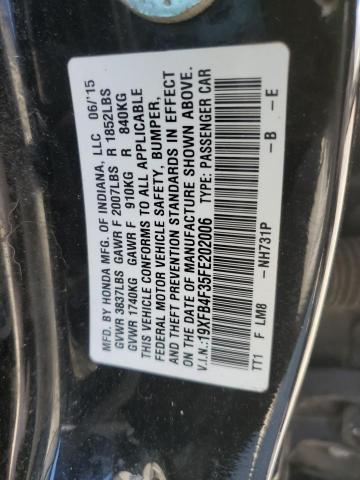 2015 HONDA CIVIC HYBR 19XFB4F35FE202006