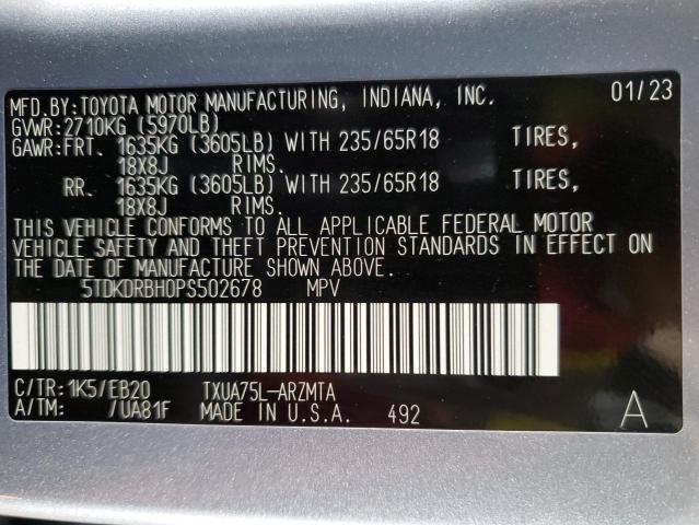 2023 TOYOTA HIGHLANDER - 5TDKDRBH0PS502678