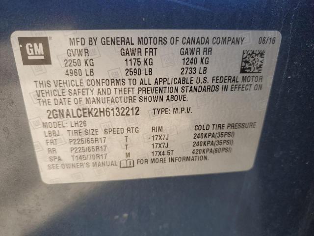 2017 CHEVROLET EQUINOX LT - 2GNALCEK2H6132212