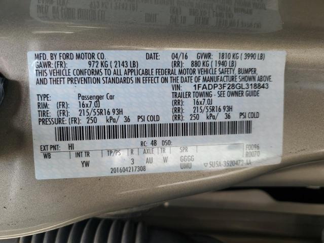 2016 FORD FOCUS SE - 1FADP3F28GL318843