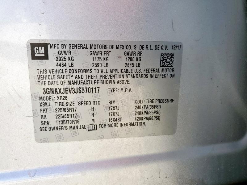 2018 CHEVROLET EQUINOX LT - 3GNAXJEV3JS570117