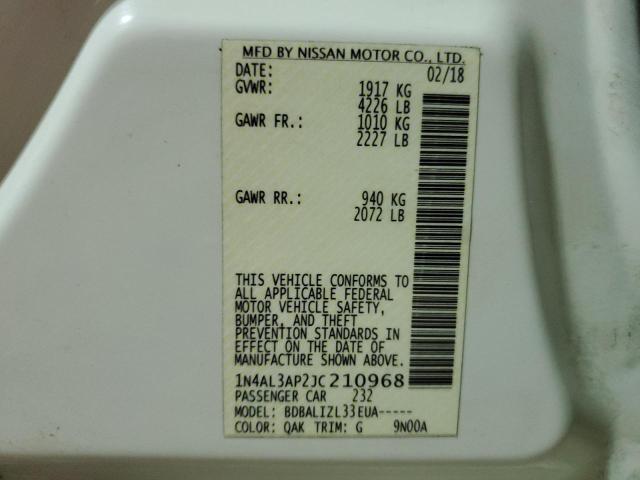 2018 NISSAN ALTIMA 2.5 - 1N4AL3AP2JC210968