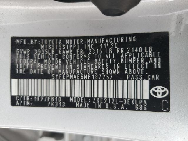 2021 TOYOTA COROLLA LE - 5YFEPMAE6MP187257