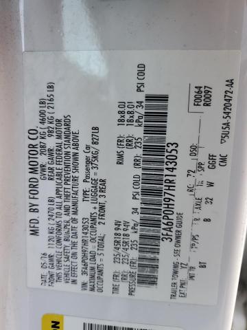 2017 FORD FUSION SE - 3FA6P0H97HR143053