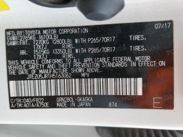 2017 TOYOTA 4RUNNER SR - JTEZU5JR1H5163062