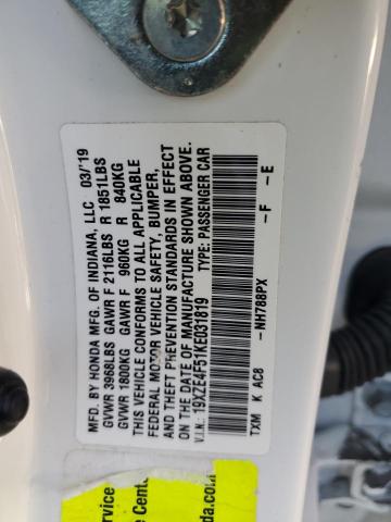 2019 HONDA INSIGHT EX - 19XZE4F51KE031819