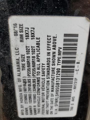 2016 HONDA ODYSSEY TO - 5FNRL5H95GB131290