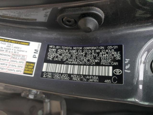 2021 TOYOTA COROLLA XS - JTNA4MBE0M3133124