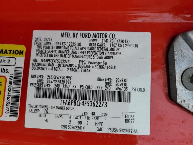 2015 FORD MUSTANG GT - 1FA6P8CF4F5362273