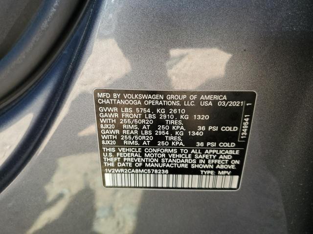 2021 VOLKSWAGEN ATLAS SE - 1V2WR2CA8MC578236