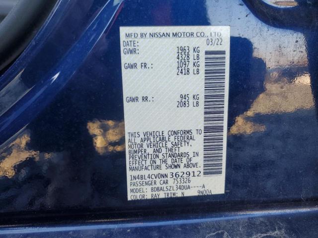 2022 NISSAN ALTIMA SR - 1N4BL4CV0NN362912