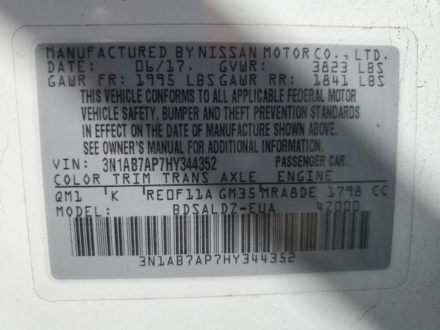 2017 NISSAN SENTRA S - 3N1AB7AP7HY344352